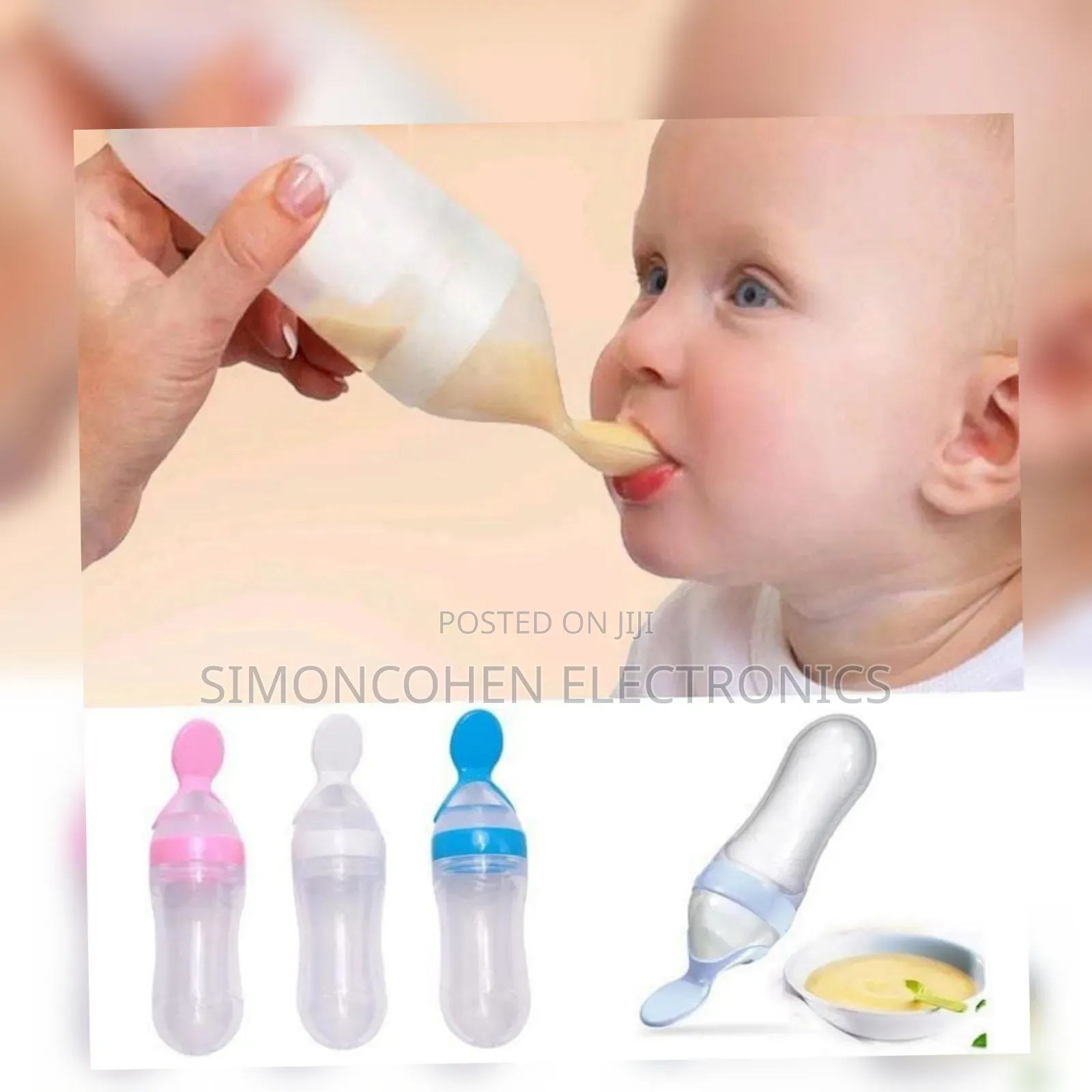 Soft Silicone Baby Feeding Bottle With Spoon Tip