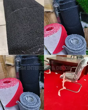 Light Grey, Coal Black and Red Wall to Wall Carpets