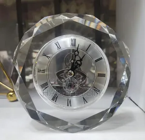 Antique Roman Crystal Glass Desk Clock