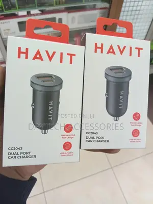 Havit Cc2043 30w Car Charger – Dual Usb Usb-C Fast Charging