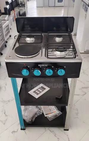 Rebune 3gas +1 Electric Burner Standing Gas Stove With Shelves