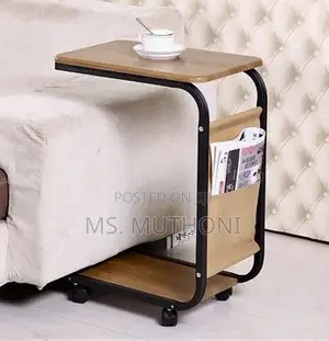 Walnut Versatile 2 Layer Trolley Side Table W/Matching Insert Pocket