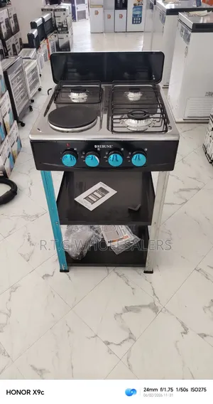 Rebune 3gas +1 Electric Burner Standing Gas Stove With Shelves