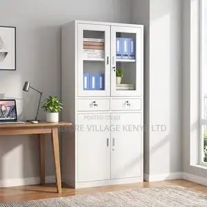 Office Cabinet; 2-door Half Glass With Drawers Office Filling Cabinet