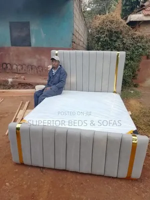 Premium Grey 5 by 6 Gold Channel Bed