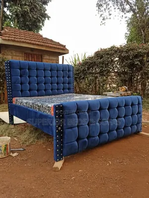 Royal Blue Tufted Velvet Bed