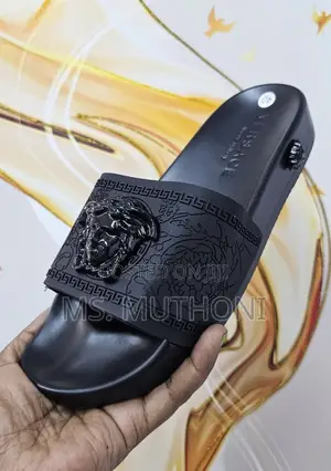 Black Versace Men's Medusa Rubber Slides Size 40-45