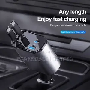 4 in 1 Fast Retractable Car Charger Phone Charging Pd Usb Type C Cable