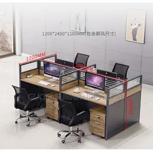 4-seater Brown Wood Modular Workstation