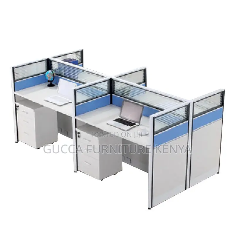 4-seater Brown Wood Modular Workstation