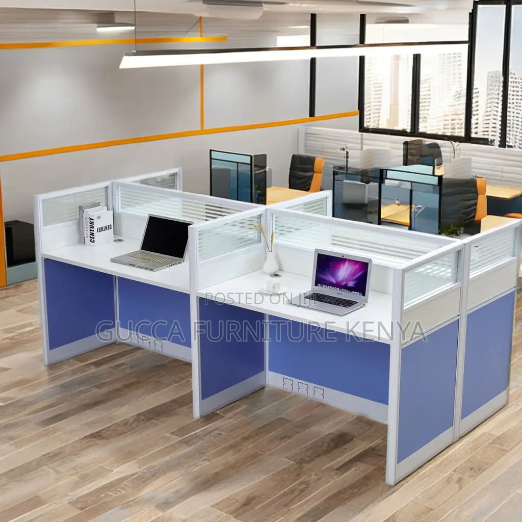 4-seater Brown Wood Modular Workstation