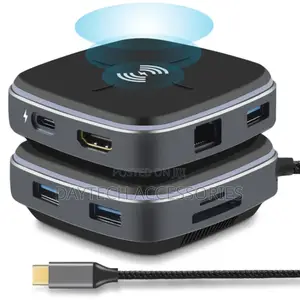 An Infobit Ihub 901w 9-in-1 Usb-C Multifunctional Docking Station.