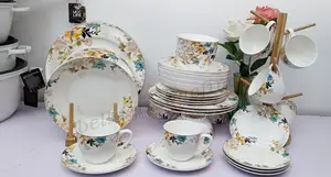 36pc Floral Patterned Dining Set, Which Includes Plates, Bowlsand Cups
