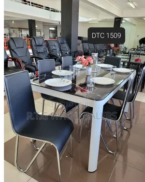Sleek 6-Seater Marble Glass Dining Table for Stylish Interiors