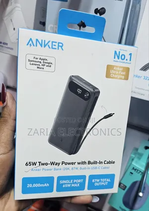 Anker Zolo Powerbank 20000mah,65watts One Port, 87watts2way Powerbank