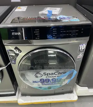 Mika Washing Machine, 12kg, Inverter Motor, Front Load, Dark Silver