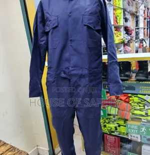 Navy Blue Pockets Zipped and Button Overall
