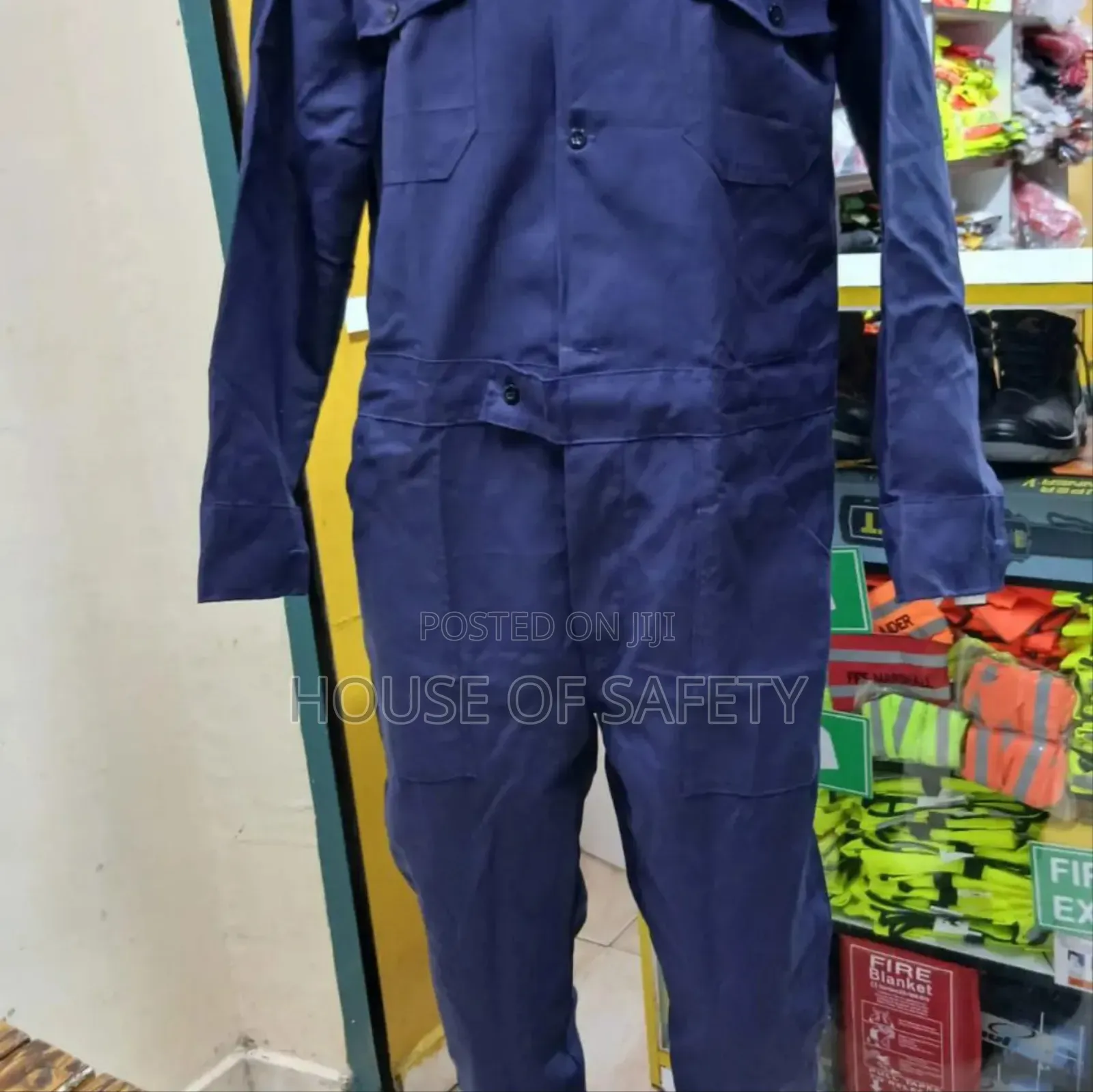 Navy Blue Pockets Zipped and Button Overall