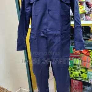Navy Blue Pockets Zipped and Button Overall