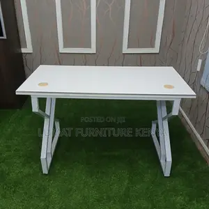Premium White Study Table With Metal Stand