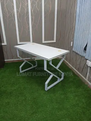 Premium White Study Table With Metal Stand