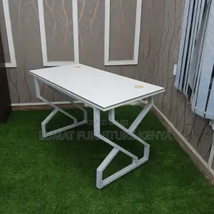 Premium White Study Table With Metal Stand
