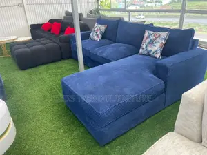 Schemed 6 Seater Blue L Sofa