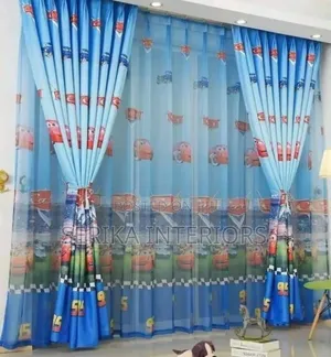 Blue Themed Kids Curtains Cartoon Curtains Environmental Friendly Job