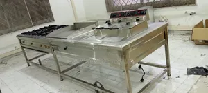 Four Burner Cooker Combined With Deep Fryer and Griddle