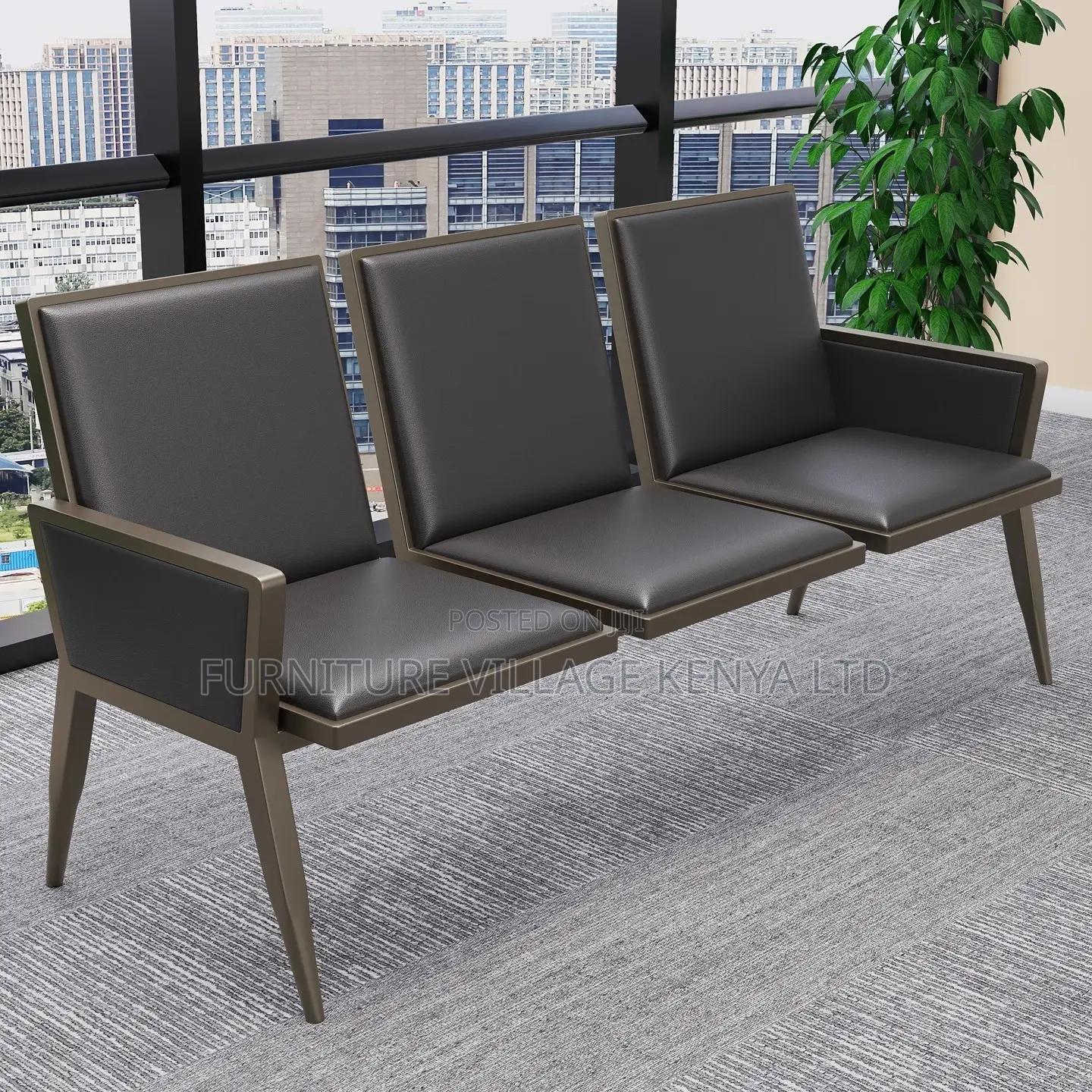 Waiting Bench; 3-link Heavy Duty Office Waiting Bench