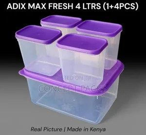 Adix Max 5pc Container Set ( 4pcs- 4litres And 1pc- 0.6litres)