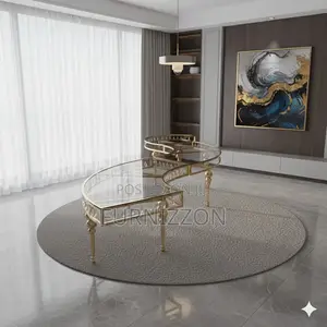 Luxury Gold Moon Table With Glass Surface