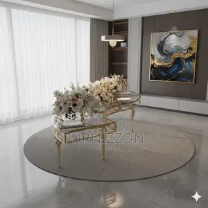 Decorative Gold Moon Table With Glass Top