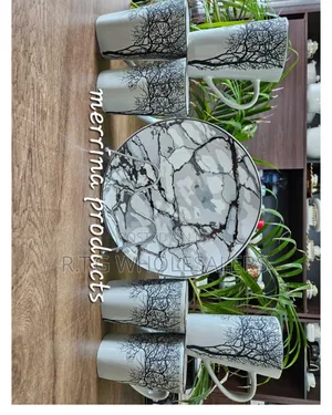 12 Pieces Set High Quality Tree 6 Mug Gray and Gray 6 Plate