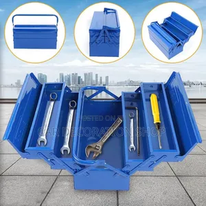 Empty Blue Rustproof Metallic Tool Box