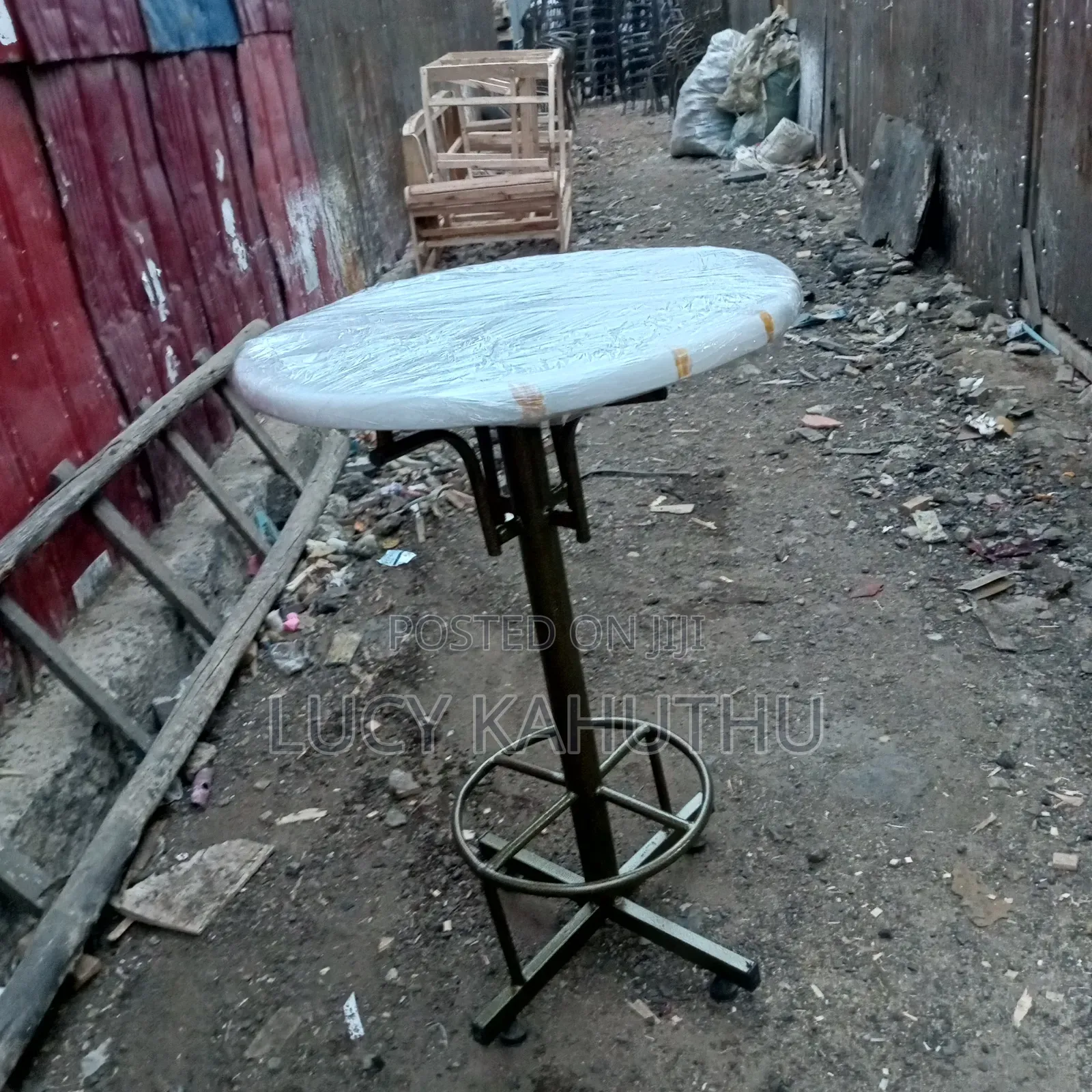 Restaurant Round Table With Marble Top Grey