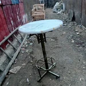 Restaurant Round Table With Marble Top Grey