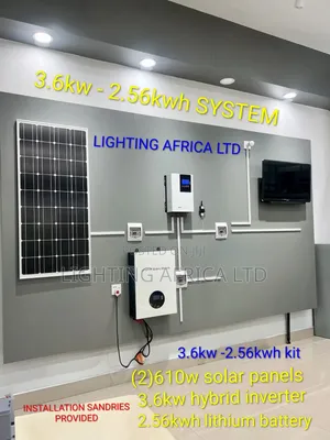 3.6kva Inverter - 2.56kwh (100ah) Lithium Battery - (2)610w Solar Kit