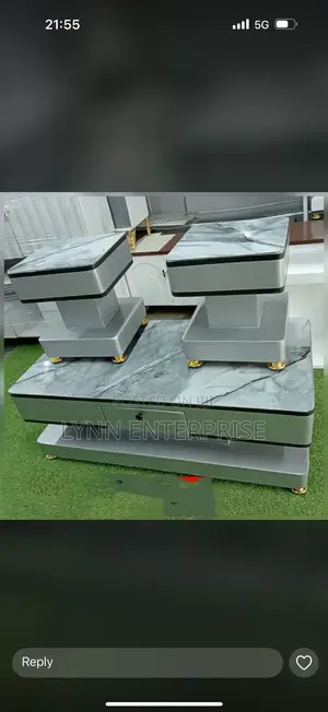 Coffee Table With Glass/Marble Topping With 2 Stools
