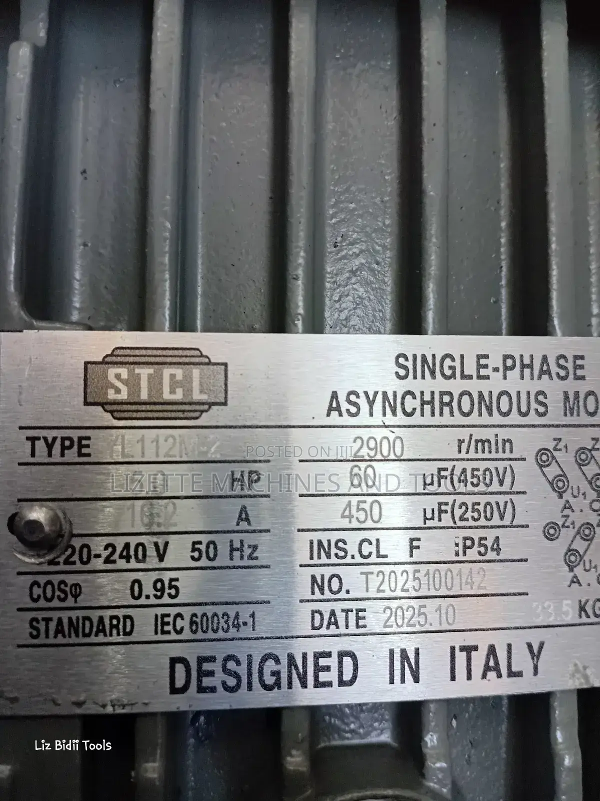 STCL 5hp High Speed Motor 2900rpm- Single Phase