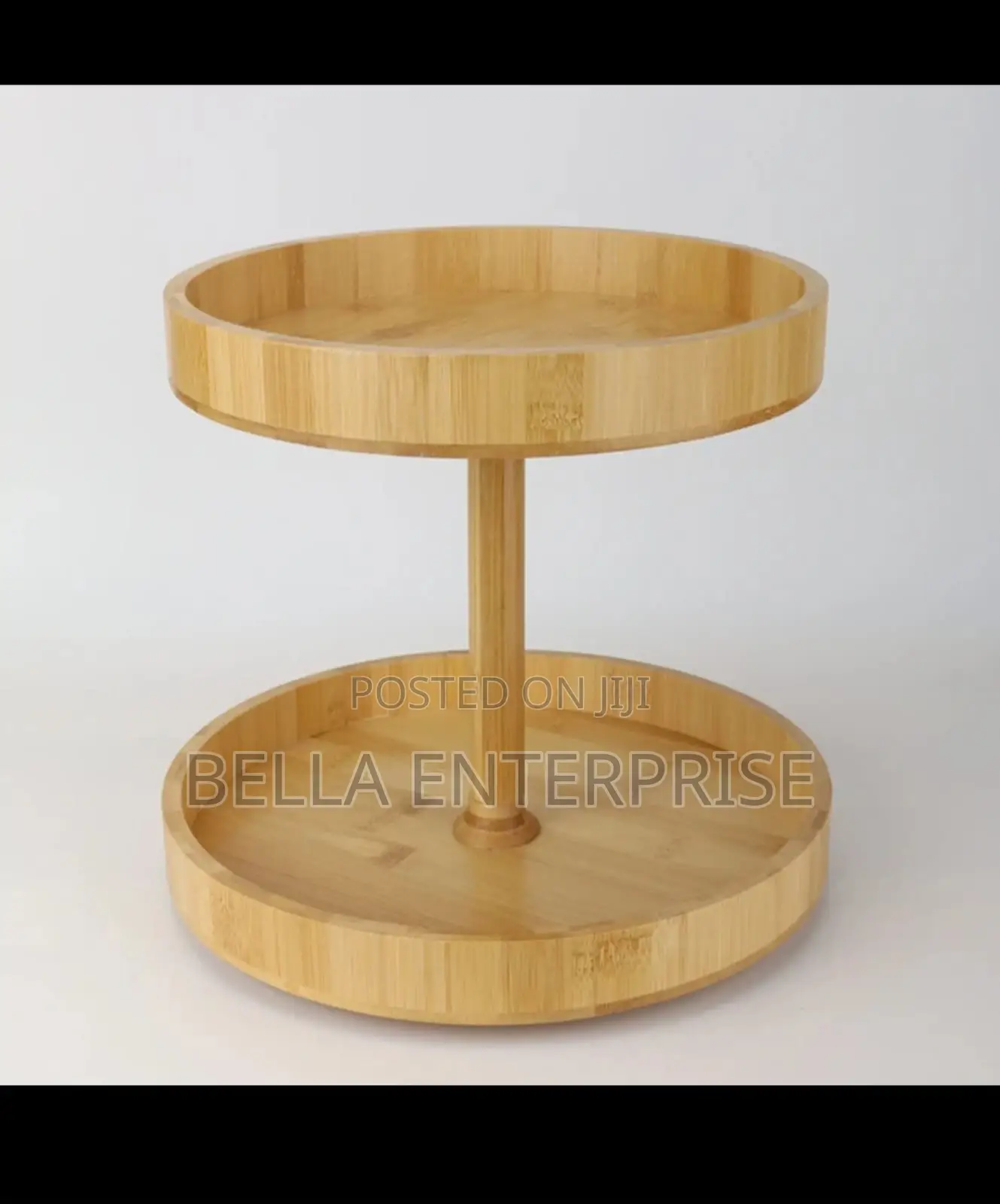 Available 2 Tier Bamboo Turn Tabletop Rotating Spice Rack