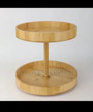 Available 2 Tier Bamboo Turn Tabletop Rotating Spice Rack