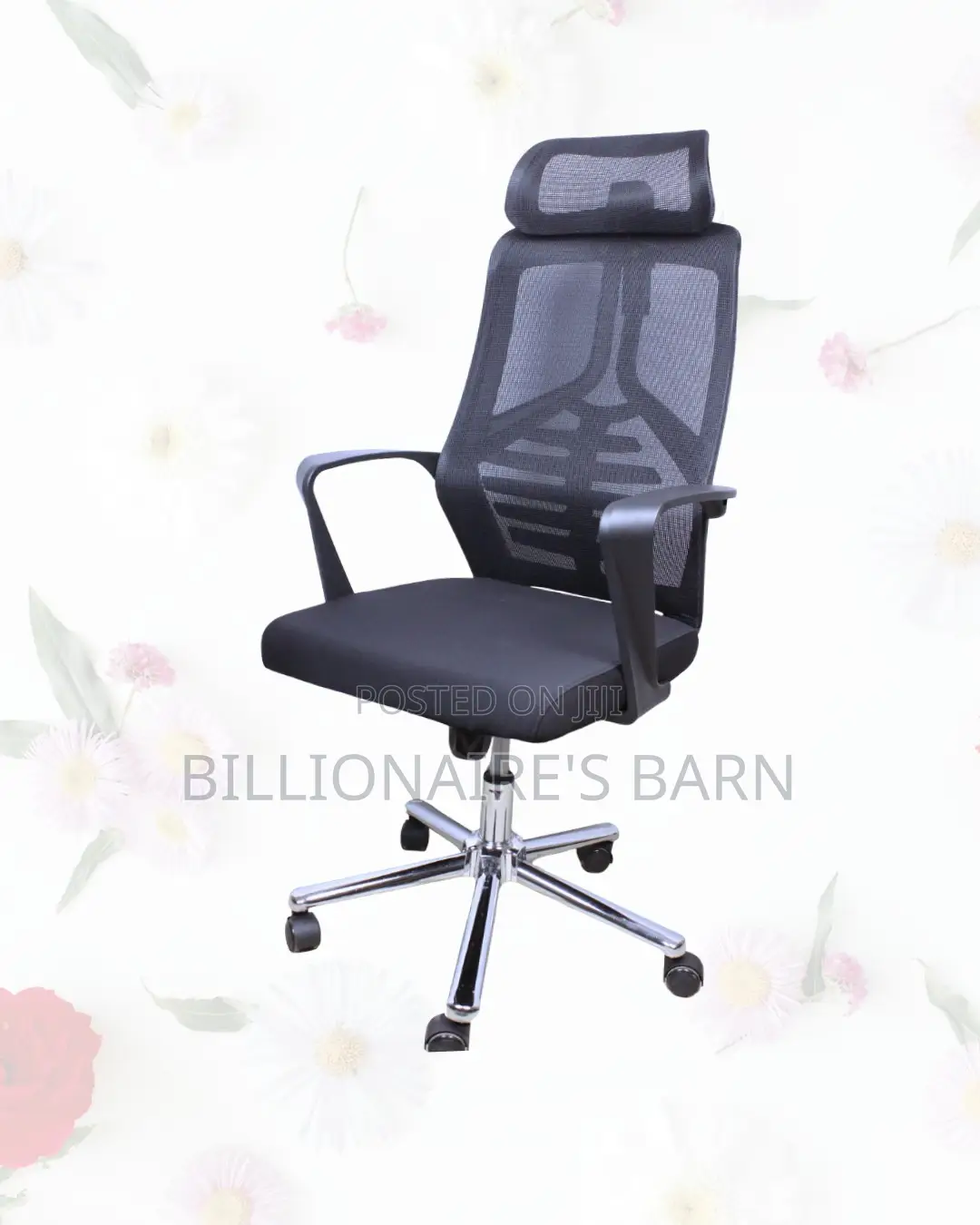 High-Back Mesh Office Chair • Space-Saving Fit, Neck Support Headrest