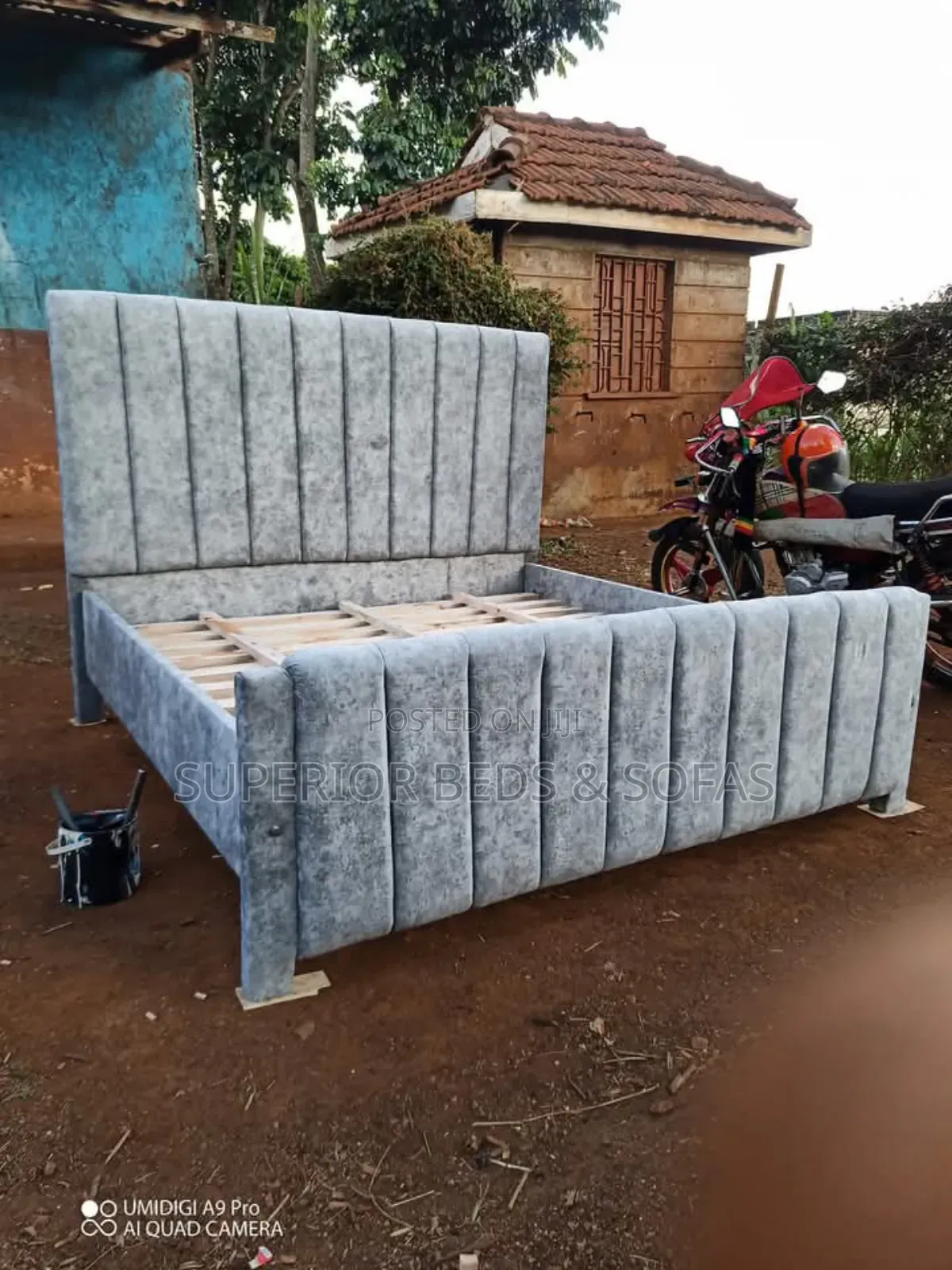 Grey Velvet Bed Size 5 by 6