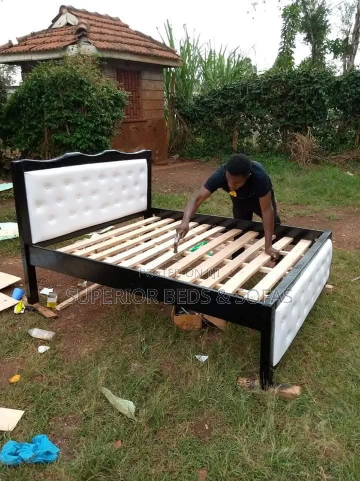 Black and White Panel Bed