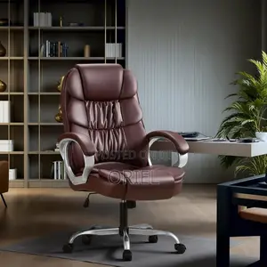 Executive Office Chair : Ergonomic Executive Brown Leather Chair