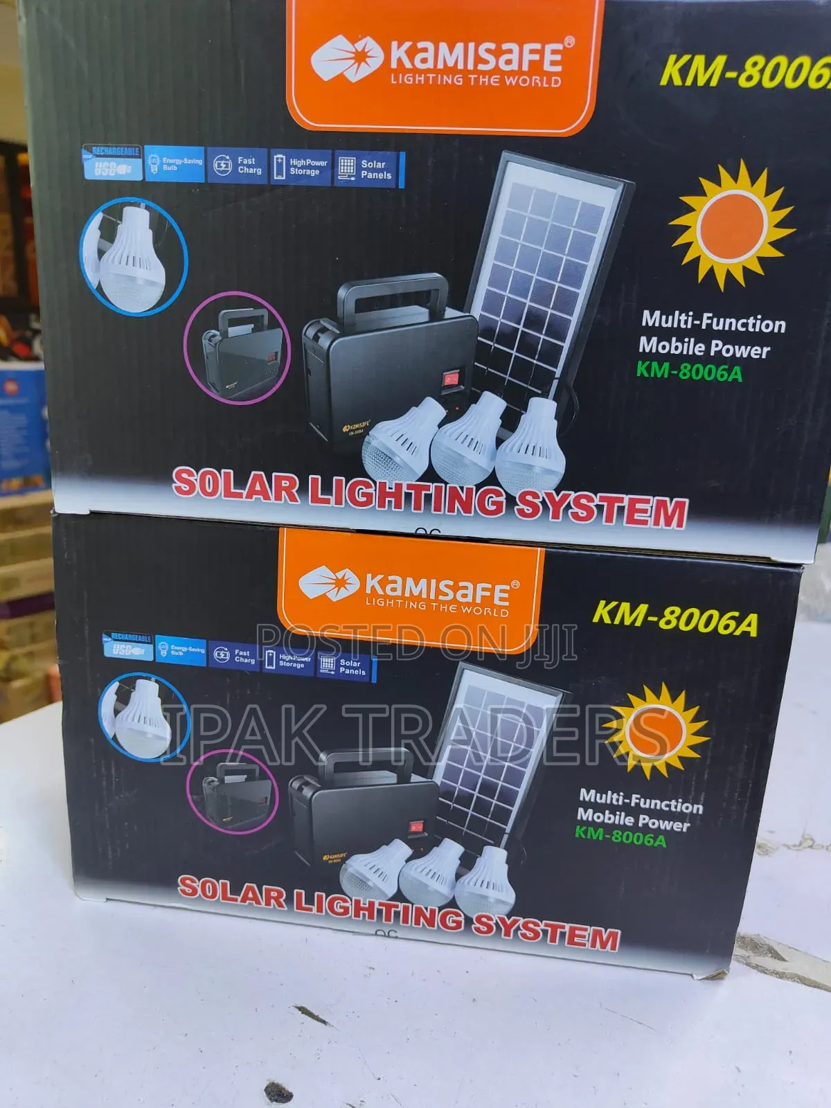 Kamisafe Solar Lighting System – 3 Led Bulbs +Mobile Power Solar Panel