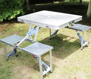 Aluminum Folding Picnic Table Set With Integrated Benches