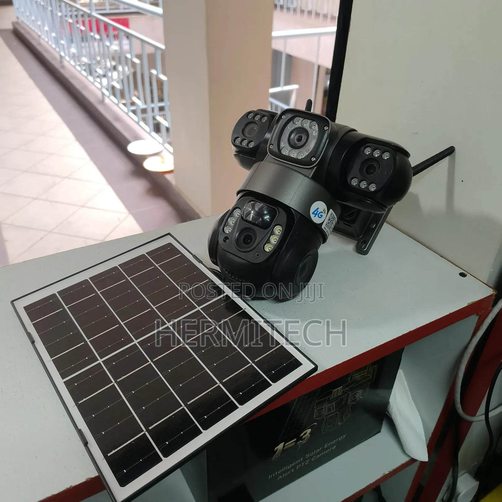 Triple Lens Solar Powered PTZ Surveillance Security Camera