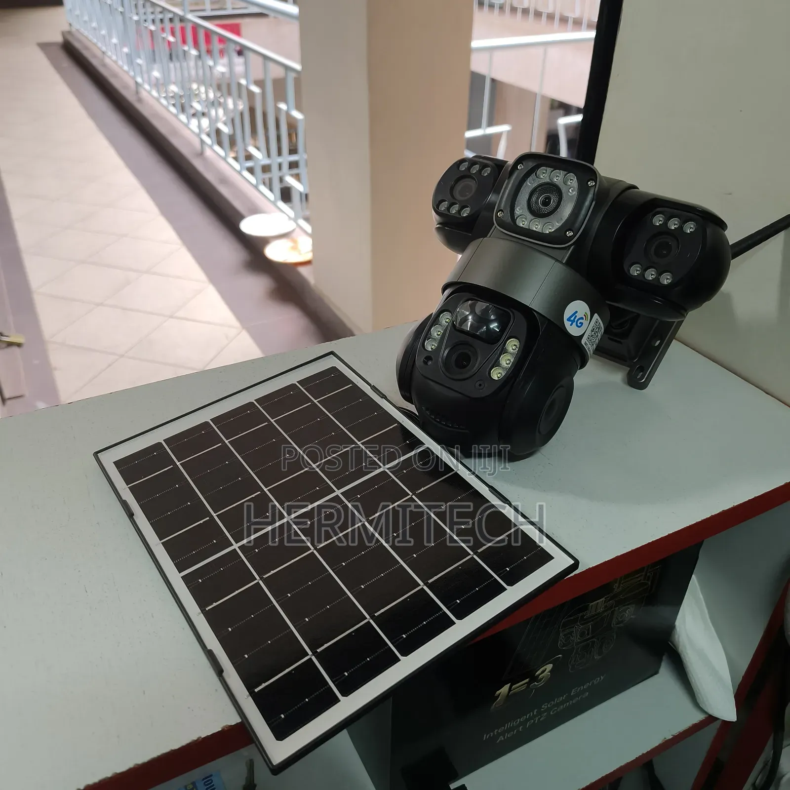 Triple Lens Solar Powered PTZ Surveillance Security Camera